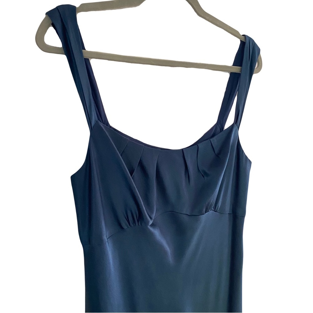 Ann Taylor Cobalt Blue Silk Flowy‎ Sleeveless Ruched Formal Midi Dress Size 8 - Picture 4 of 7